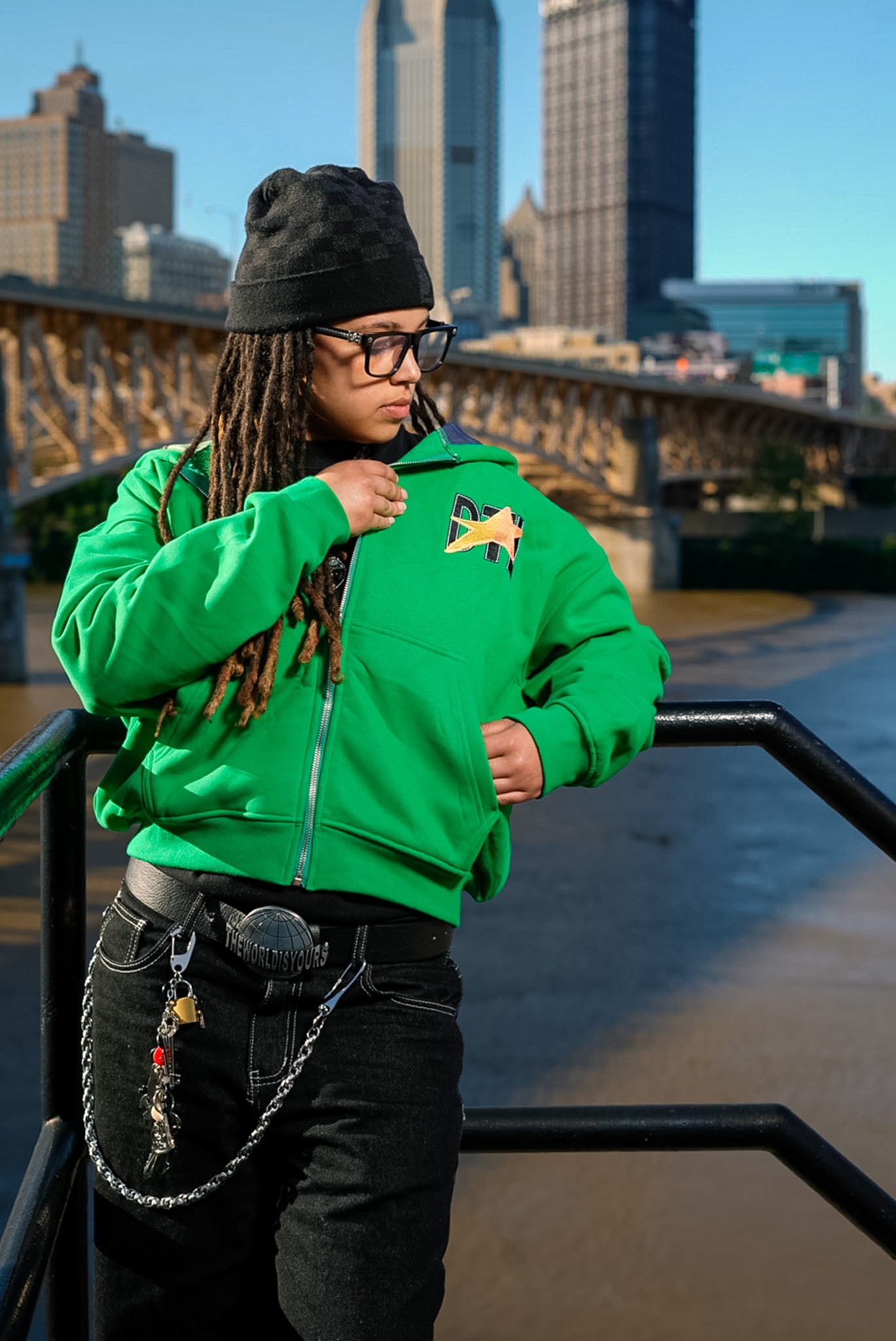 Green North Shore Night Lights Zip-Up Jacket