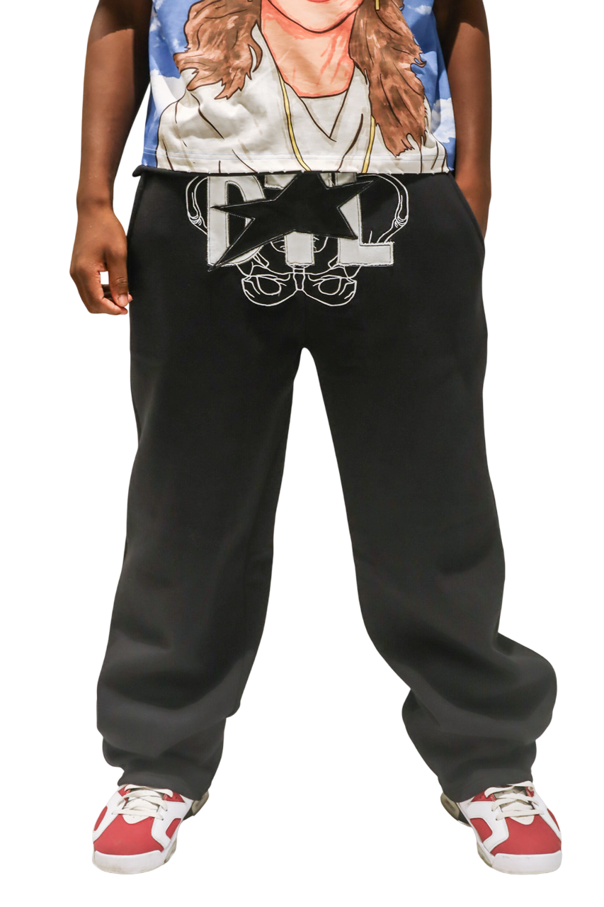 Black Skele-Sweats (Wide)