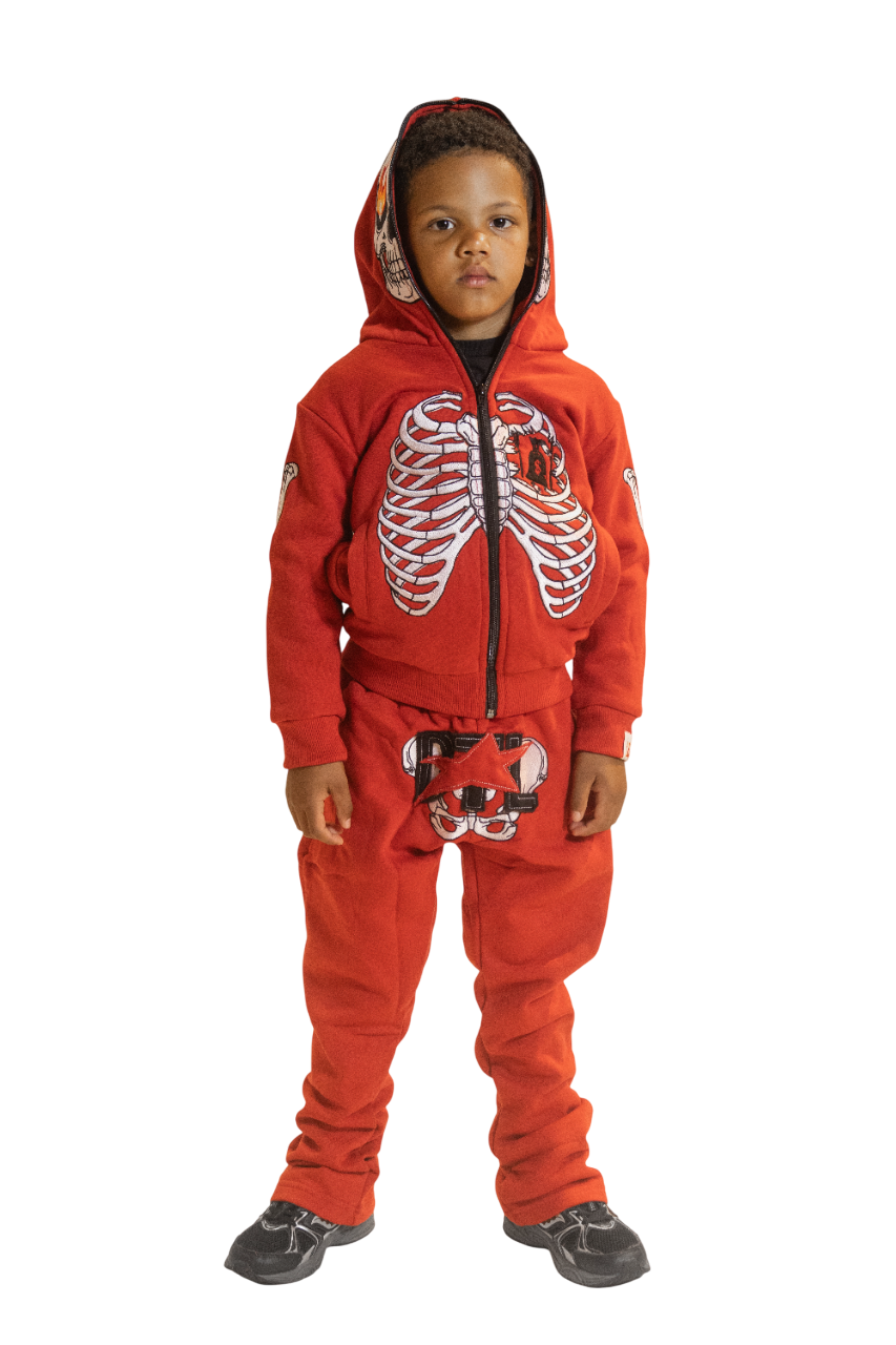 Red Skele-Zip Hoodie (Kids)