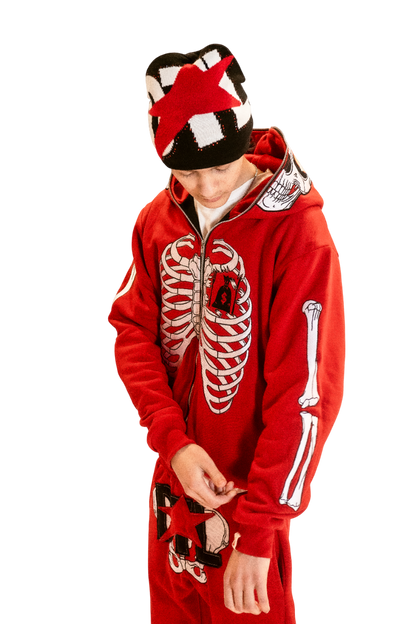 Red Skele-Zip Hoodie