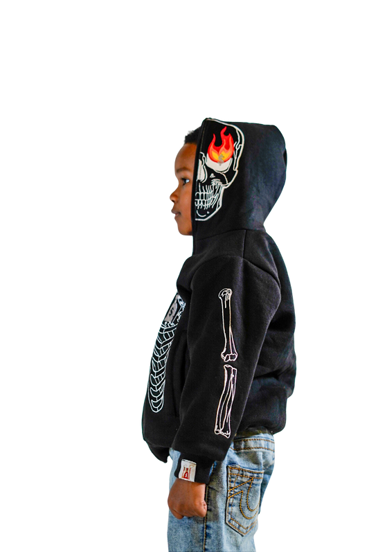 Kids Black SkeleZip