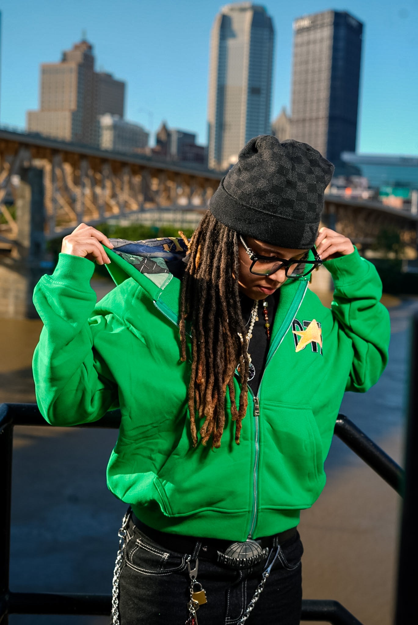 Green North Shore Night Lights Zip-Up Jacket