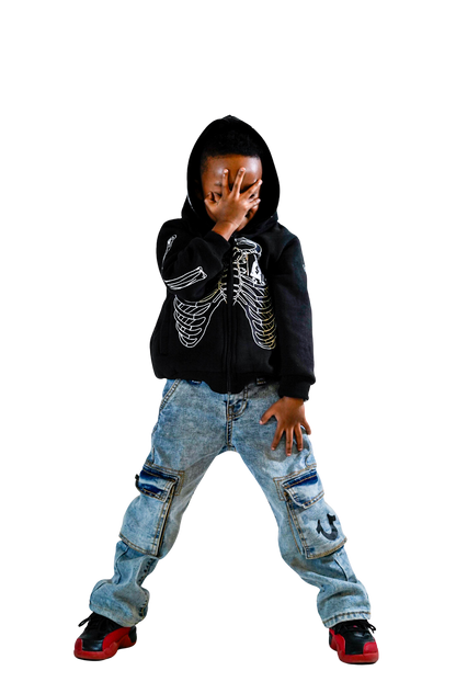 Kids Black SkeleZip