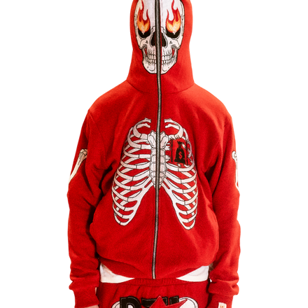 Red Skele-Zip Hoodie