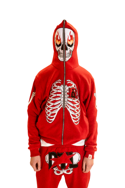 Red Skele-Zip Hoodie
