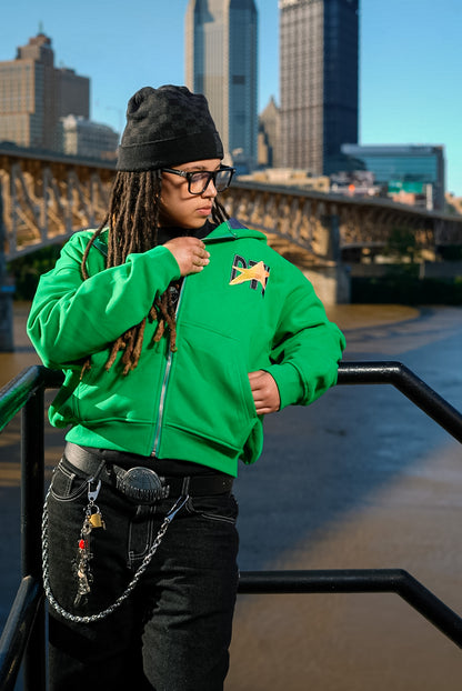 Green North Shore Night Lights Zip-Up Jacket