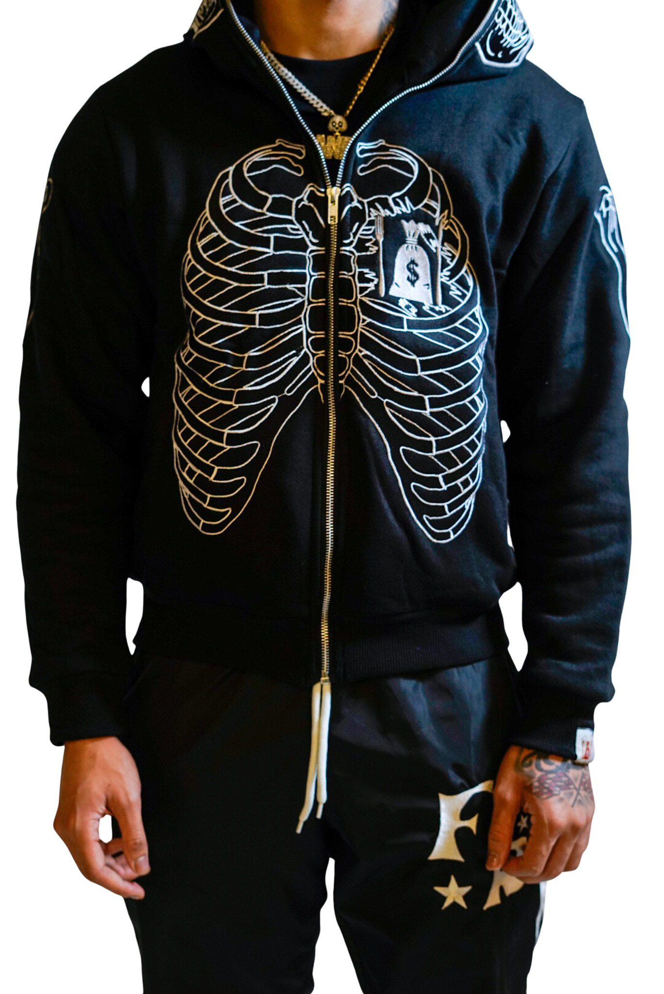 Adult Black SkeleZip