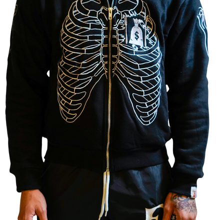 Adult Black SkeleZip