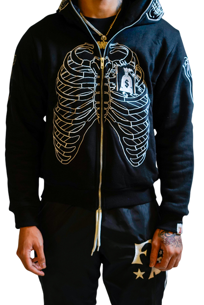 Adult Black SkeleZip