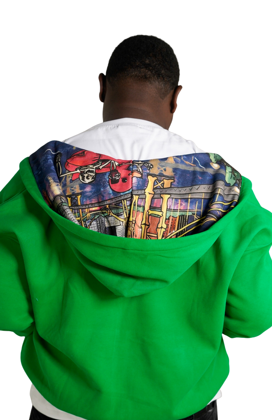 Green North Shore Night Lights Zip-Up Jacket