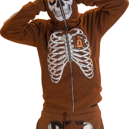 Brown Skele-Zip Hoodie