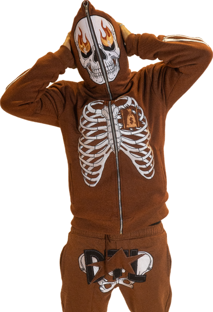 Brown Skele-Zip Hoodie