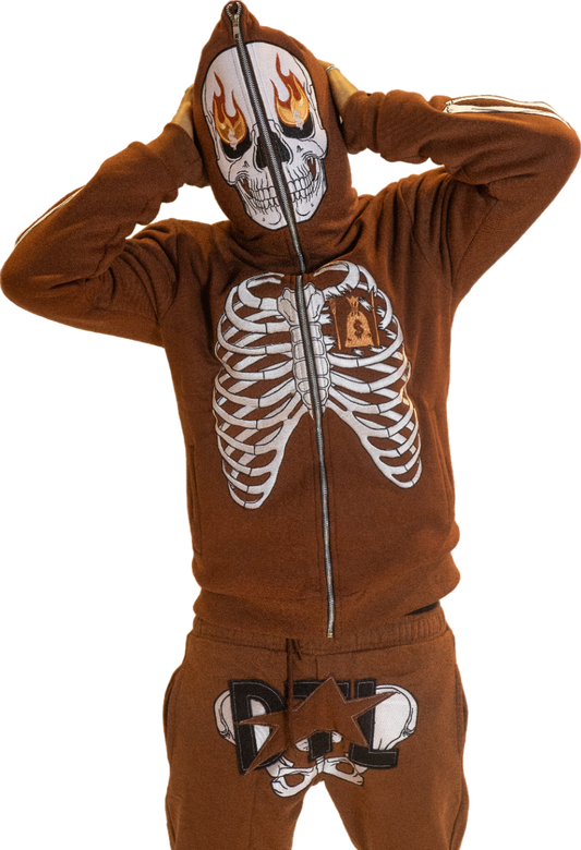 Brown Skele-Zip Hoodie