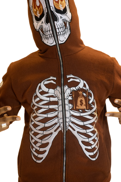 Brown Skele-Zip Hoodie