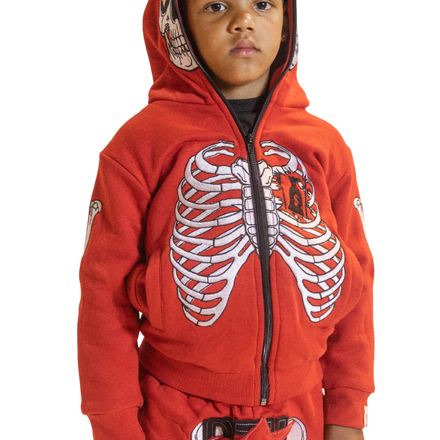 Red Skele-Zip Hoodie (Kids)