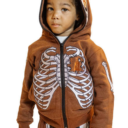Brown Skele-ZIp Hoodie (Kids)