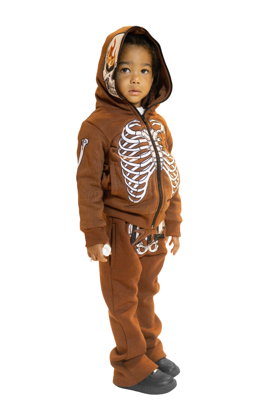 Brown Skele-ZIp Hoodie (Kids)