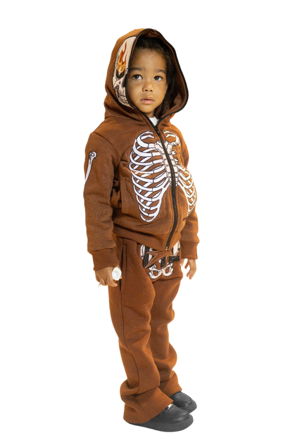 Brown Skele-ZIp Hoodie (Kids)