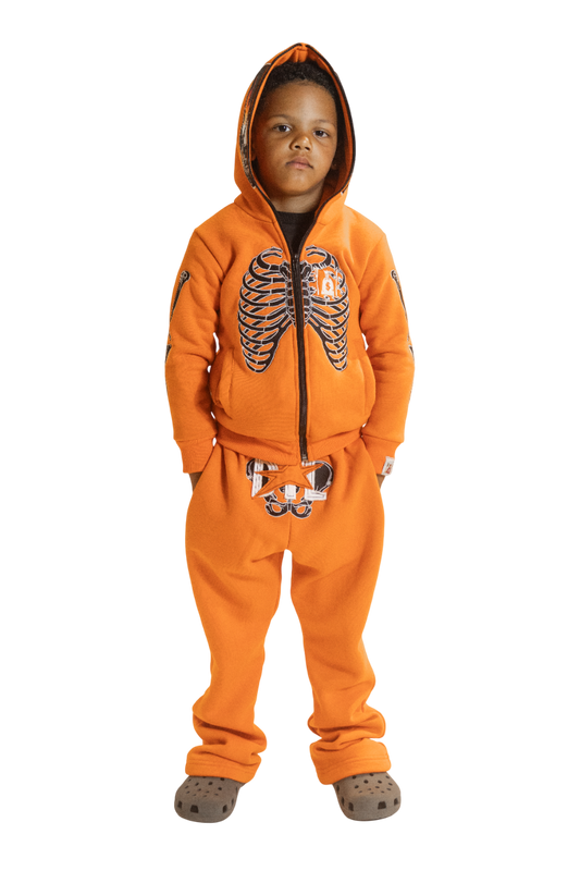 Orange Skele-Zip Hoodie (Kids)