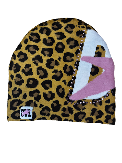 Cheetah/Pink Rhinestone Beanie