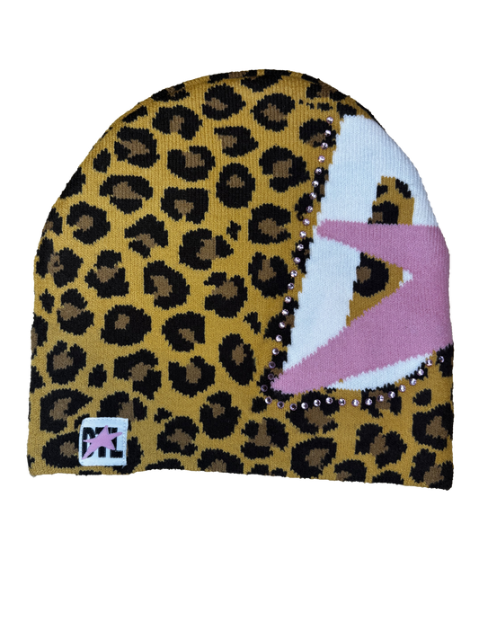 Cheetah/Pink Rhinestone Beanie